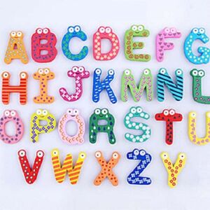 Flippy A-Z магнити за хладилник с азбука, цветни дървени букви за деца, които се учат - Игра за развитие за ученици