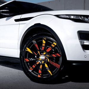 Sada 4 vonkajších tlačených fólií s EcoSolventom, samolepiace, na dekoráciu automobilových diskov, priemer 60 cm, model FJT-13