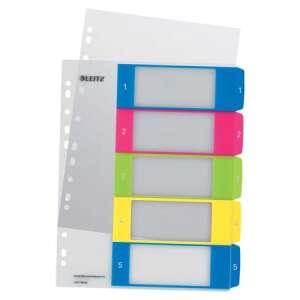 LEITZ A4+ Maxi 1-5 Divizoare, 5 părți, transparente, cu file indexabile - Consumabile pentru capsator