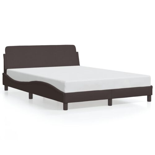 vidaXL sötétbarna szövet ágykeret matrac nélkül 140 x 190 cm, 3/4 nézet - Ágykeret