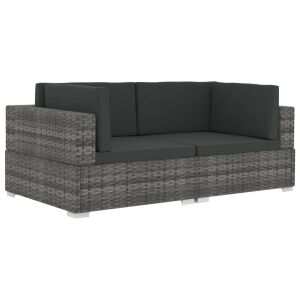 vidaXL 2 db szürke moduláris polyrattan sarokfotel párnákkal 117118774 - Kerti fotel & Szék
