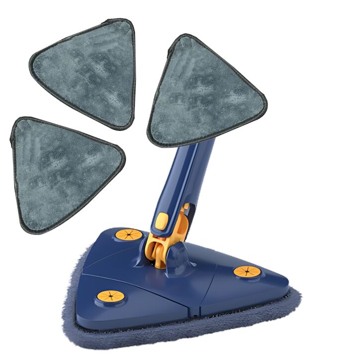 Mop Triunghiular Rotativ 360° S DEPOT®, cu mod de Stoarcere, + 3 Lavete Microfibra, Albastru