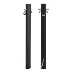 Kerti kút, matt fekete, 2 db csappal, flexibilis bekötőcsővel, tömlőtartóval-TOTEM 407 117189019 - Kerti kút és csap