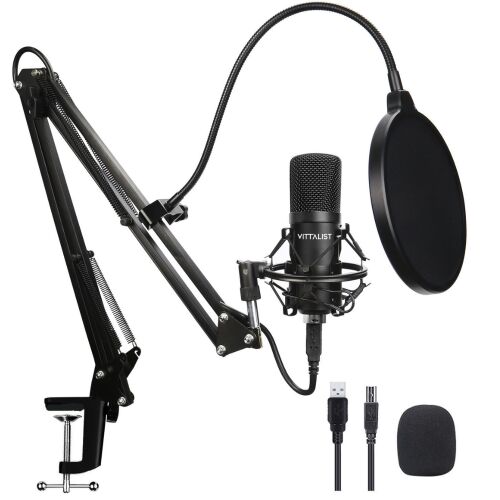 Комплект кондензаторен микрофон VITALIST BM800 USB с рамо и поп филтър