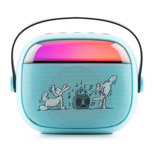 GoGEN BOB és BOBEK PARTY hordozható hangszóró gyerekeknek, 3.2 W, USB, Micro SD, vezeték nélküli mikrofon, 3.7V/1200mAh, kék