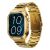Seitenansicht der Maxcom FW65 Iron S goldenen Smartwatch mit goldenem Metallarmband, AMOLED-Display