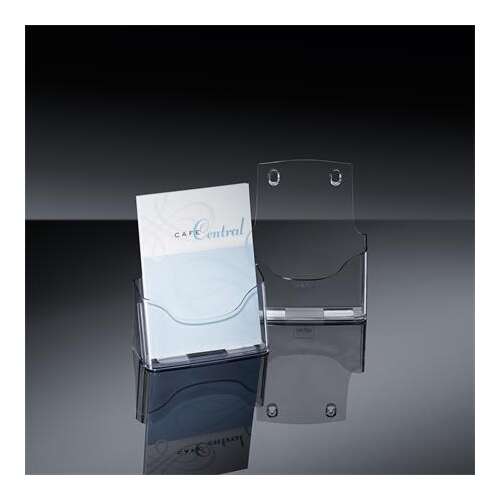 Sigel A5 brochure holder, clear acrylic, for displaying brochures, leaflets, and menus, desk and wall mountable