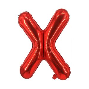 Fém fólia lufi S DEPOT®, X betű, piros, 40 cm