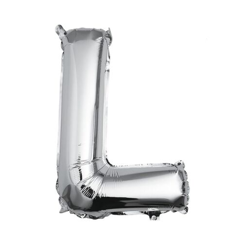 Ezüst L betűs fóliaballon, 40 cm, S DEPOT