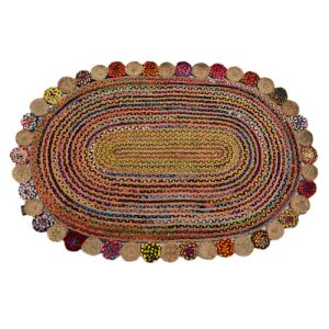 Bakero Roberta ovális szőnyeg, 90x160 cm, többszínű juta és pamut keverék - Bakero