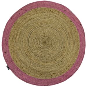 Bakero Roberta runder Teppich, natürliche Jute mit rosa Bordüre, Draufsicht - Innenarchitektur