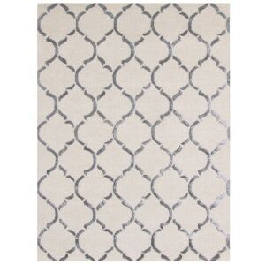 Bakero Chain silberner Teppich, marokkanisches Rankenmuster, 122x183 cm - Innenarchitektur