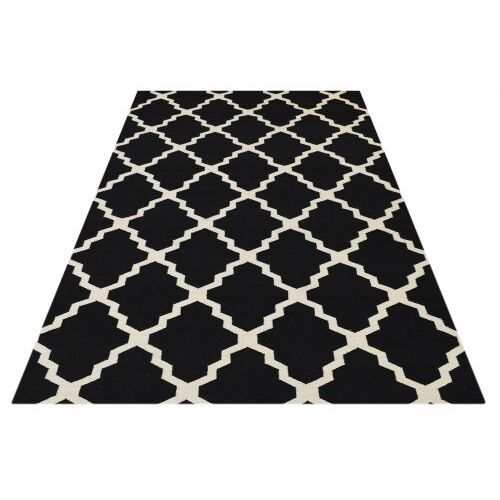 Bakero Kelim Julia fekete szőnyeg, 155x240 cm, marokkói mintával