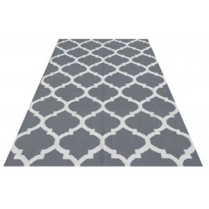 Dywan Bakero Kelim Julia ciemnoszary marokański wzór 140x200 cm - Projektowanie wnętrz