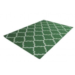 Szögletes nézet a Bakero Kelim Elizabeth zöld szőnyegről - Bakero