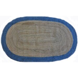 Bakero Roberta ovaler Teppich, 120x180 cm, natürlicher und blauer Jute Teppich - Innenarchitektur