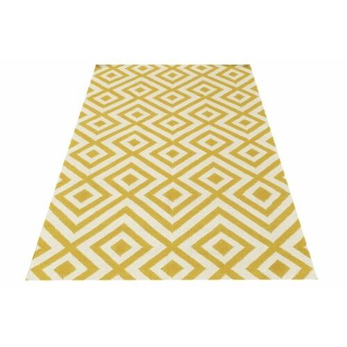 Bakero Kelim Luisa sárga szőnyeg, geometrikus gyémánt design