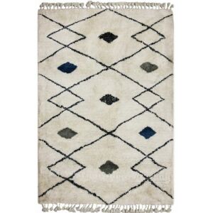 Bakero Shaggy Rabat Teppich, Elfenbein und Denim, marokkanischer Stil, 120x180 cm - Innenarchitektur