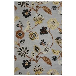 Bakero Flowers 1510 silberner Teppich, Blumendesign, 122x183 cm - Innenarchitektur