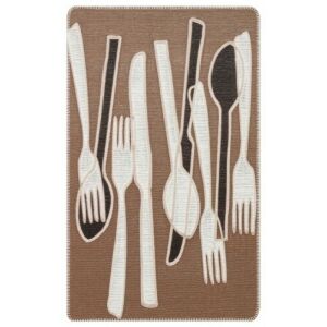 Bakero Kelim Arya Neo 06 barna-fehér szőnyeg konyhai eszköz mintával - Bakero