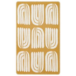 Bakero Kelim Arya Neo 10 weiß-gelber Teppich, 75x180 cm, Gesamtansicht - Innenarchitektur