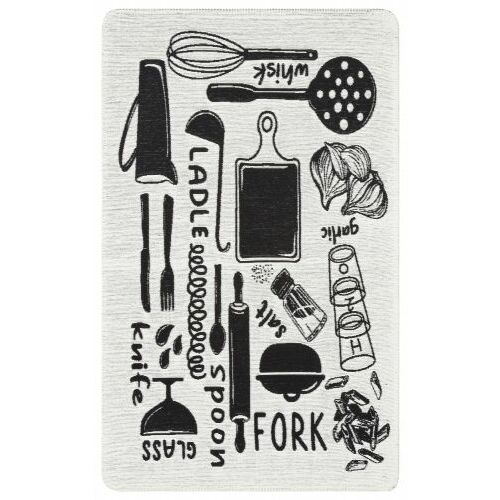 Bakero Kelim Arya Neo 11 fehér és fekete konyhai szőnyeg, 75x120 cm