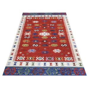 Bakero Kelim classic Teppich, 120x180 cm, farbenfrohes Aztekenmuster - Innenarchitektur