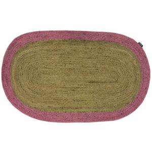 Bakero Roberta ovaler Teppich, natürliche Jute mit rosa Bordüre, Draufsicht - Innenarchitektur