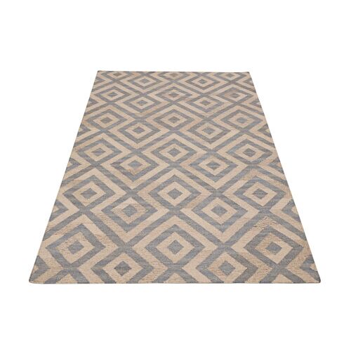 Bakero Kelim Luisa világoskék és természetes szőnyeg, 155x240 cm, geometrikus mintával