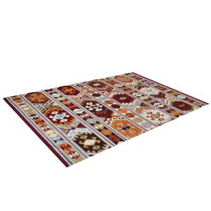 Bakero Kelim classic 17015 multi szőnyeg (155x240 cm) fehér háttérrel, ferde nézet. - Bakero