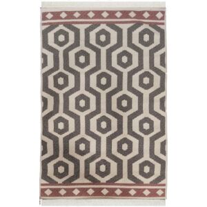 Bakero Kelim Arya szürke és rózsaszín szőnyeg, 80x150 cm, geometriai mintával - Bakero