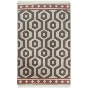 Dywan Bakero Kelim Arya szary i różowy, 160x230 cm, wzór geometryczny - Projektowanie wnętrz