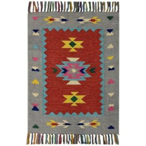 Bakero Kelim Country Modern Szőnyeg, 60x90 cm, Piros Azték Mintás - Bakero