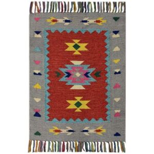 Bakero Kelim Country Modern Szőnyeg, piros azték mintával, 60x200 cm - Bakero