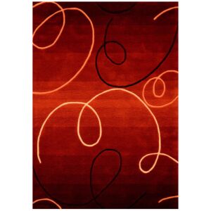 Bakero Pluto 1029-04 roter Teppich mit abstraktem Wirbelmuster - Innenarchitektur