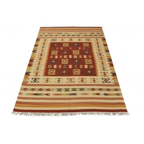 Bakero Kelim classic 19121 b piros szőnyeg, 170x230 cm, azték mintás