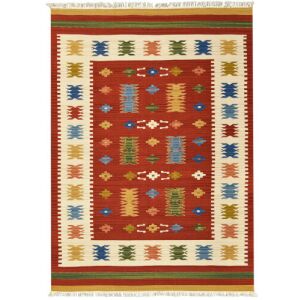 Bakero Kelim classic AK-01 roter Teppich, 170x230 cm, flache Ansicht - Innenarchitektur