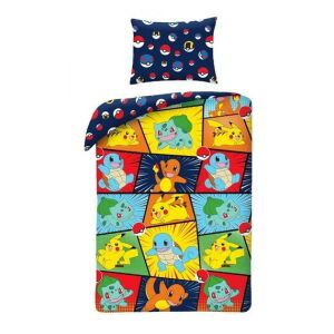Lenjerie de pat Pokémon cu design Pikachu, Charmander, Squirtle și Bulbasaur - Lenjerie de pat - tineri și adulți