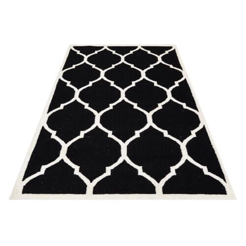 Килим Bakero Kelim Lara черен, 155x240 cm, марокански стил