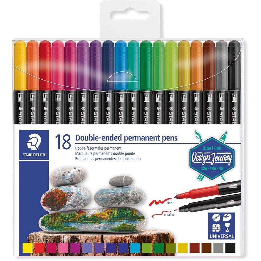 Alkoholos marker készlet, 0,5/3,0 mm, kétvégű, STAEDTLER "31...