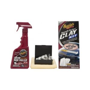 Zestaw Meguiar's Smooth Surface Clay z gliną, sprayem Quik Detailer i ściereczką z mikrofibry - Meguiars