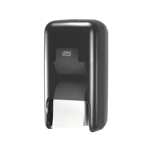 Tork OptiServe black toilet paper dispenser for coreless double rolls