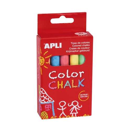 Chalkboard chalk, round, 10 pieces, APLI, mixed colours - 10 pieces/set