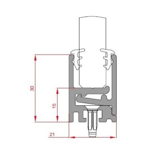 TERNO 1776/A üveg rögzítő profil méretrajza. - Terno