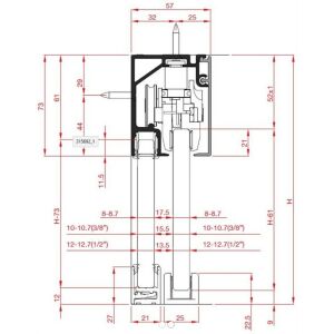 TERNO Solo Vetro 2730/AS tolóajtó profil méretek - Terno