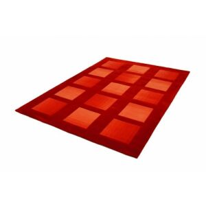 Szögletes nézet a Bakero Casablanca narancssárga szőnyegről, geometriai mintával - Bakero