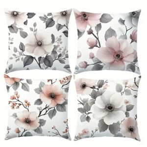 Négy virágos díszpárnahuzat, pasztell színek, 45x45 cm - Díszpárna