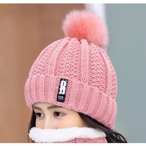 Női meleg szett – kockás Pom Pom sapka és suttogó, rózsaszín, 100% akrilszál