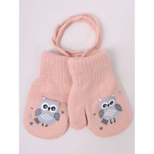 Yo!club téli kesztyű 12 cm - halvány rózsaszín/bagoly 118099963 - Yoclub