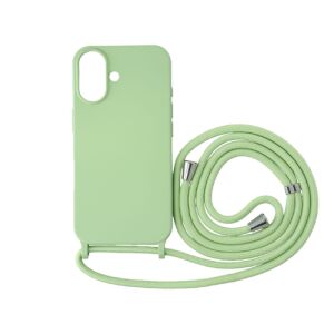 Zöld iPhone 16 Plus TPU+PC telefontok nyakpánttal - Cellect